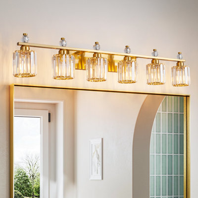 Bathroom Vanity Lamp Modern Crystal Vanity Lamp With Cylindrical Shade Bathroom Light Fixture Mirrored Crystal Bathroom Vanity Lighting Fixture