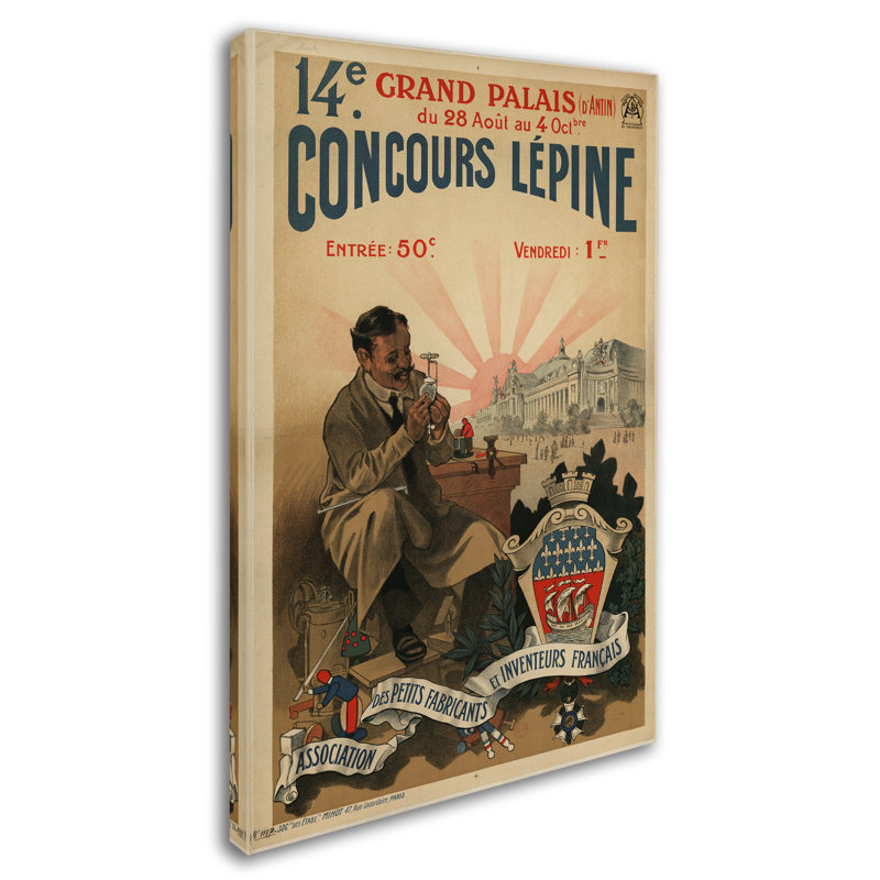 « concours lepine 1910 », publicité sur toile tendue, H 19 po x l 12 po
