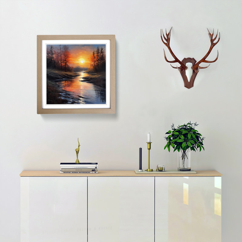 Sunrise Oil Painting No.2 - Framed Print, Oak