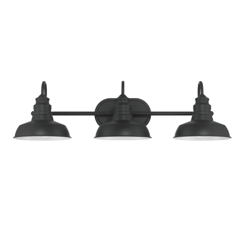 3-Light Industrial Chic Vanity Light Fixture, Matte Black