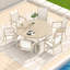 Table de salle à manger ronde pour l'extérieur pour 6 à 7 personnes, métal toutes saisons, couleur grès, trou de parasol pour patio-309599099
