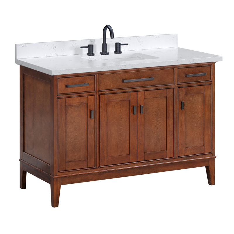 Anglet 48" Single Bathroom Vanity with Top, Tobacco, Cala White