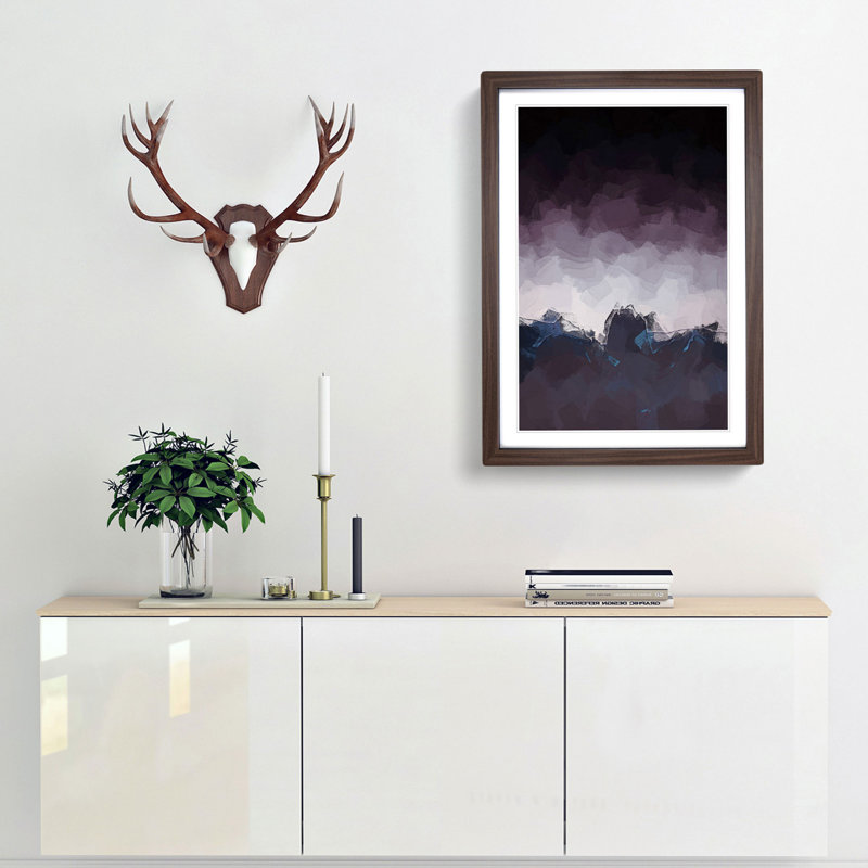 Dusky Mountains - Picture Frame Graphic Art Print, 87cm H x 62cm W x 2cm D, Walnut Framed
