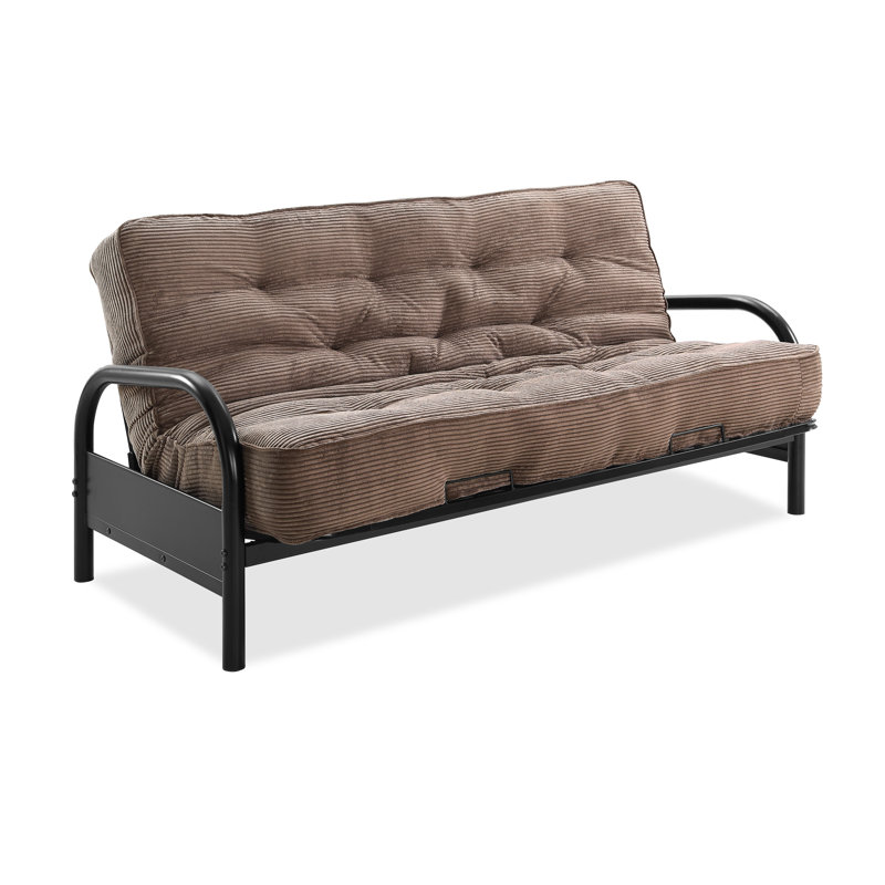 Futon et matelas Mcbrayer, Velours côtelé couleur chocolat