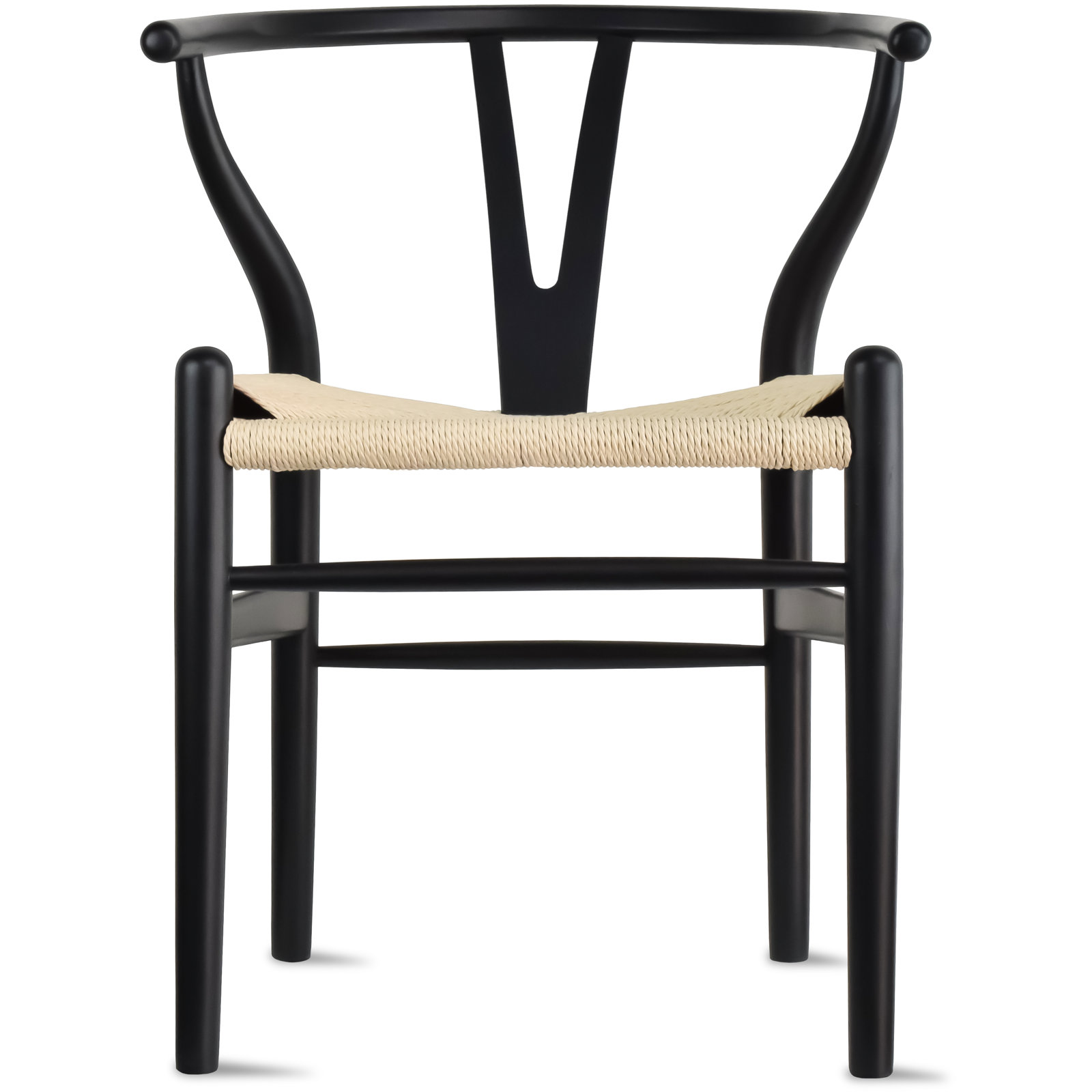 Baruti Wooden Wicker Dining Chair, Black/Beige