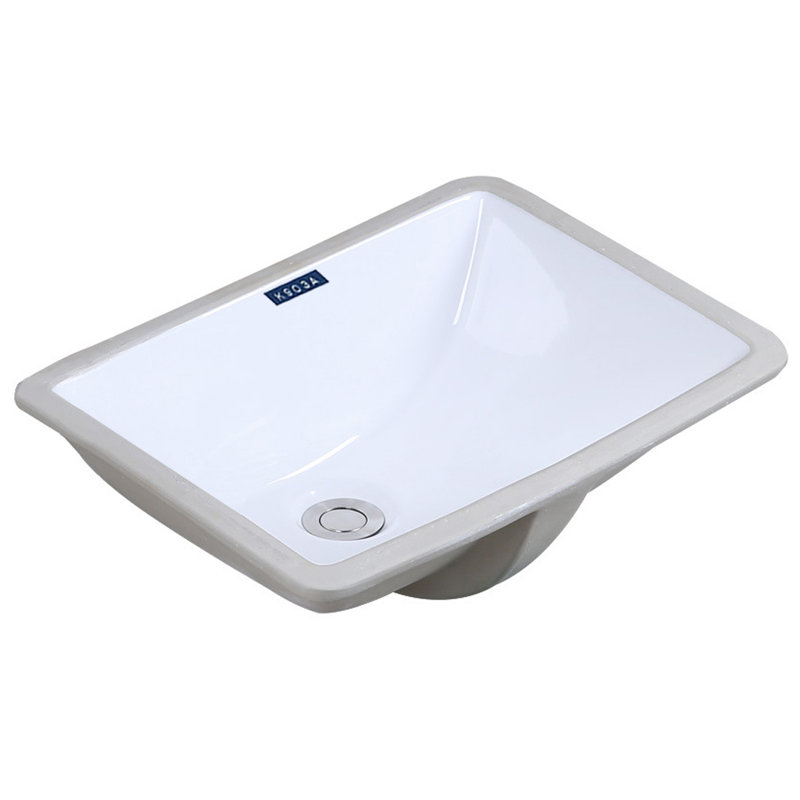 Ceramic Rectangular Undermount Bathroom Sink with Overflow