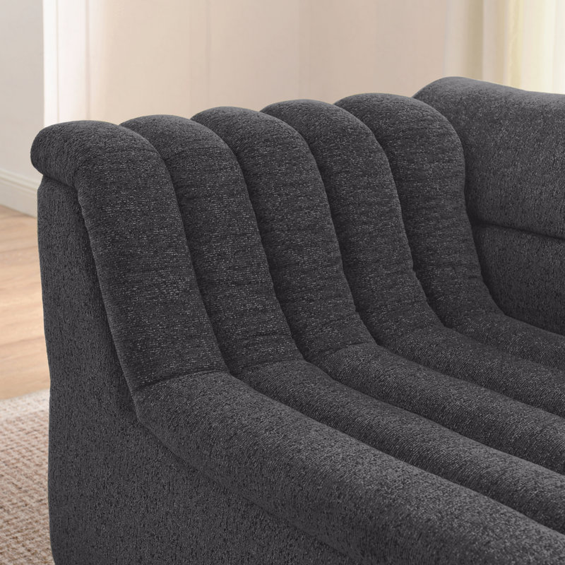 Canapé modulaire en forme de U de 135 po avec méridienne et repose-pieds mobile modulaire en forme de U pour le salon, canapé en osier revêtu de chenille avec accoudoirs ondulés, sans oreillers inclus