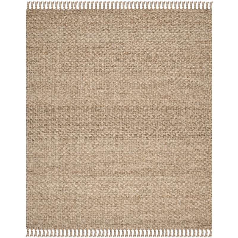 Tapis de couleur unie en jute tissé à la main Jakwaun, Rectangle 9 pi x 12 pi