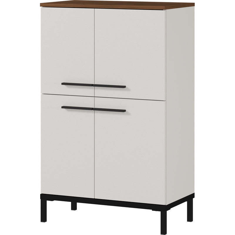 Yonkers  Plastic Free-Standing Bathroom Cabinet, Walnut / Cashemere