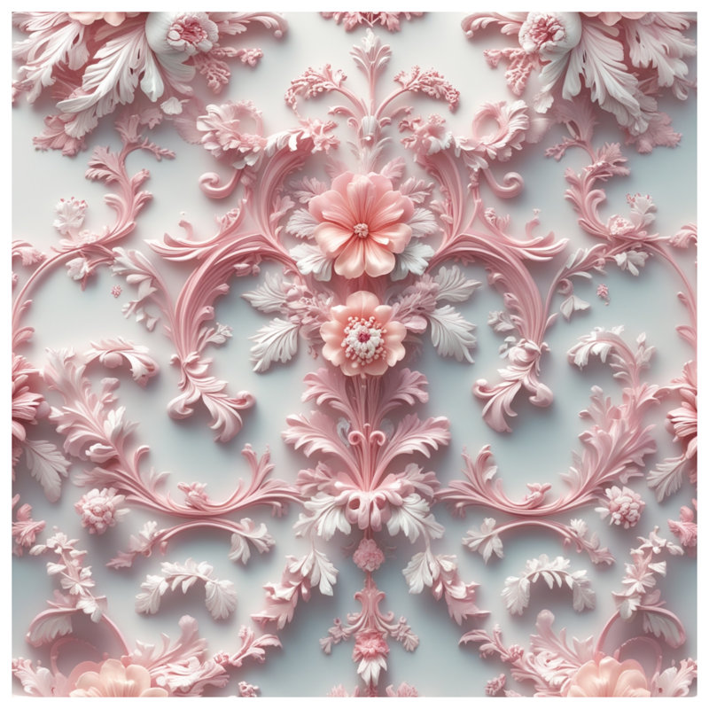 Housses de couette rose à motif floral baroque, Lit simple
