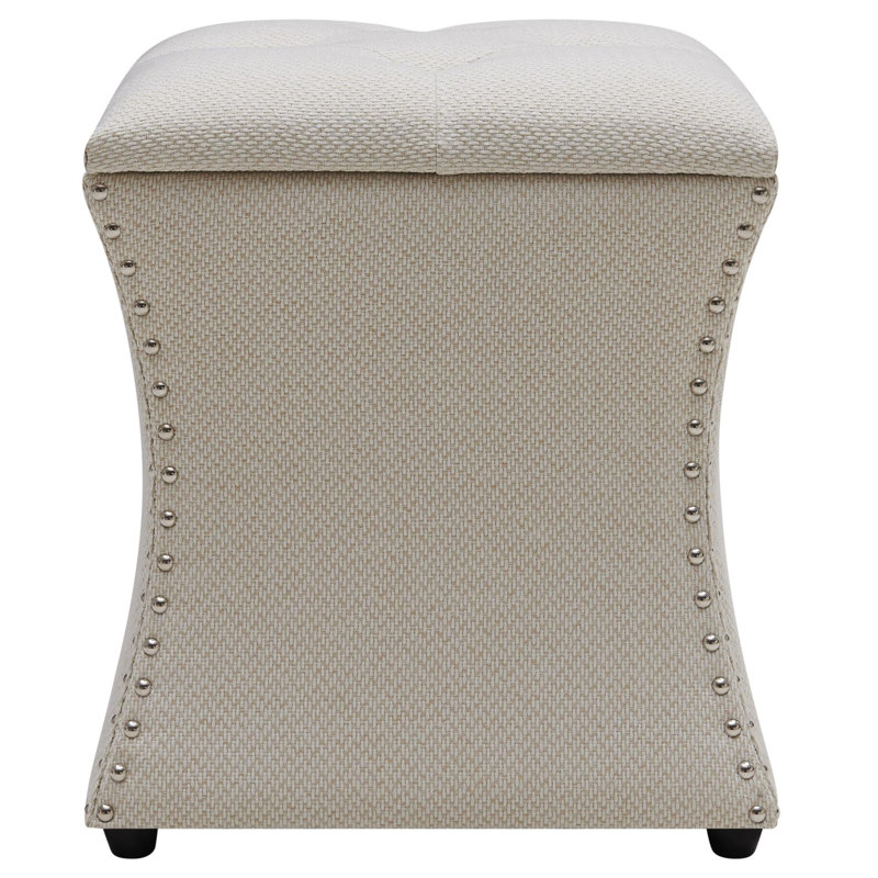 Arkadelphia Upholstered Ottoman, Cream