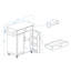 Chariot à roulettes pour îlot de cuisine avec 1 tiroir et 2 portes avec supports de rangement, tablettes réglables, porte-serviettes et plateau en bois d'hévéa, blanc