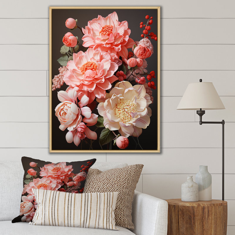 Coral Cluster Cactus Collage II - Cactus, reproduction sur toile, H 40 po x l 30 po x P 1,5 po, Cadre naturel flottant