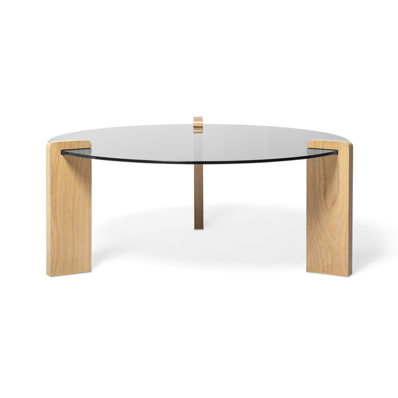 Davis Glass Top Coffee Table, White Oak