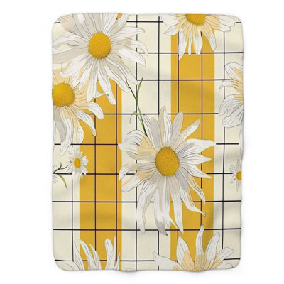 Fleur rayée - couverture en sherpa de qualité supérieure 1 pièce