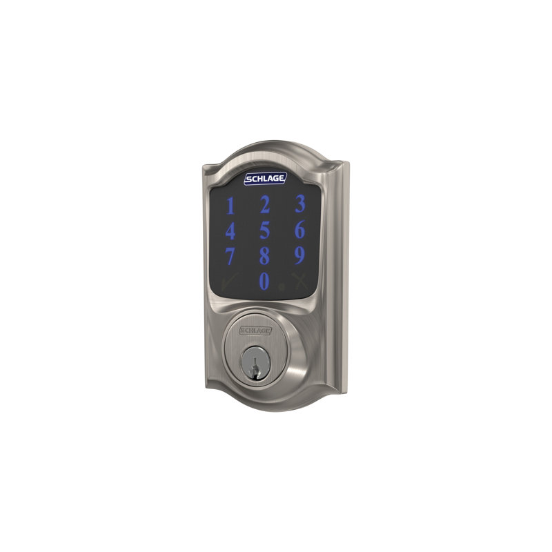 Schlage Connect Z-Wave Plus Smart Deadbolt with Camelot Trim, Satin Nickel, Yes