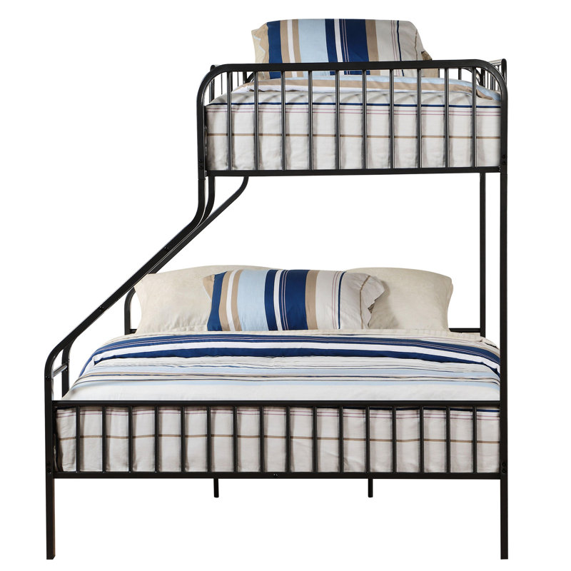 Lit superposé en métal Gunmetal avec support de matelas solide et moderne à lattes et facile d'accès