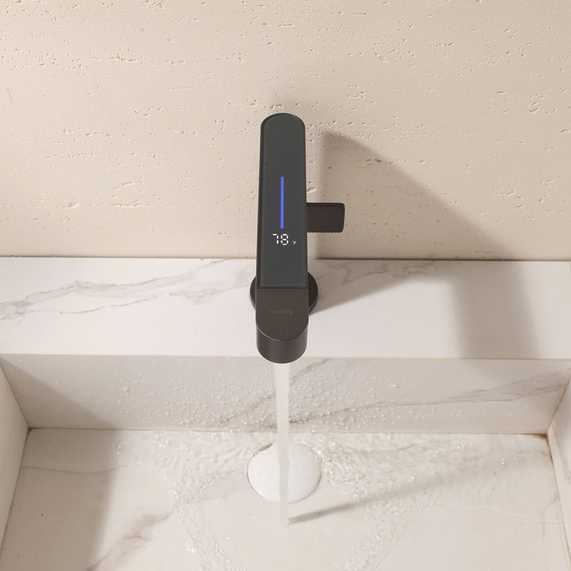 Modern 7.2" Pull-Down Bathroom Faucet with Digital Temperature Display, Gunmetal Gray