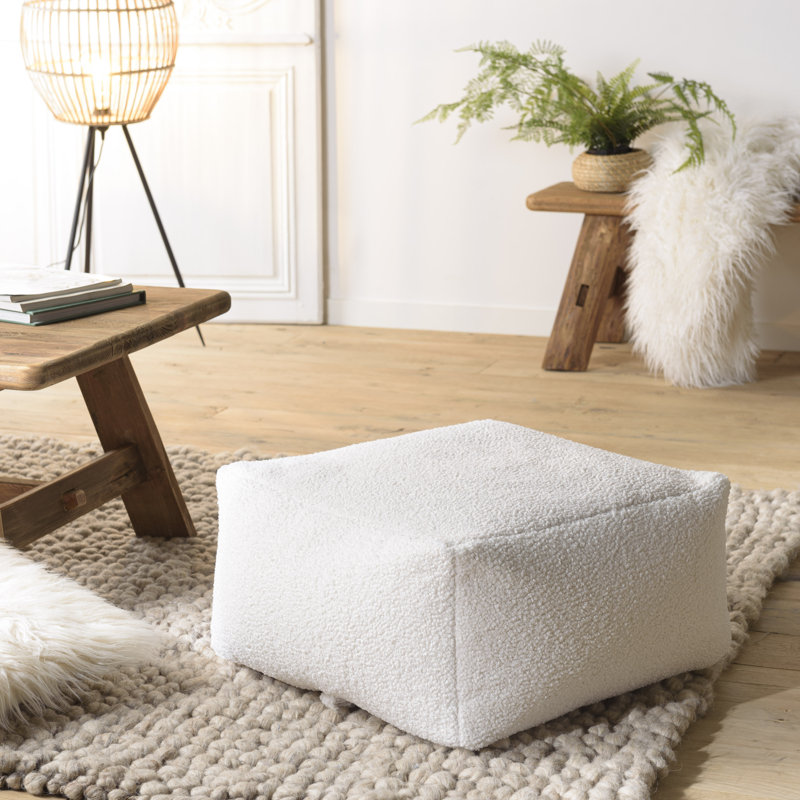 53cm Wide Square Solid Colour Pouffe Ottoman