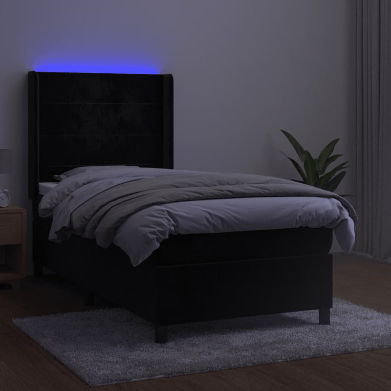 Kobie Bed with Mattress, Black, European Single (90 x 200cm)