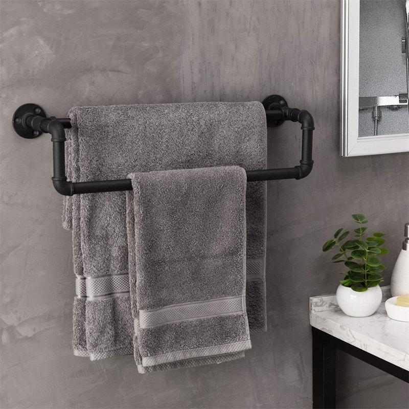 57cm Wall Mounted Towel Bar, Black