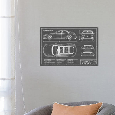 " Tesla Model S (2016-2020) Black " by Action Blueprints