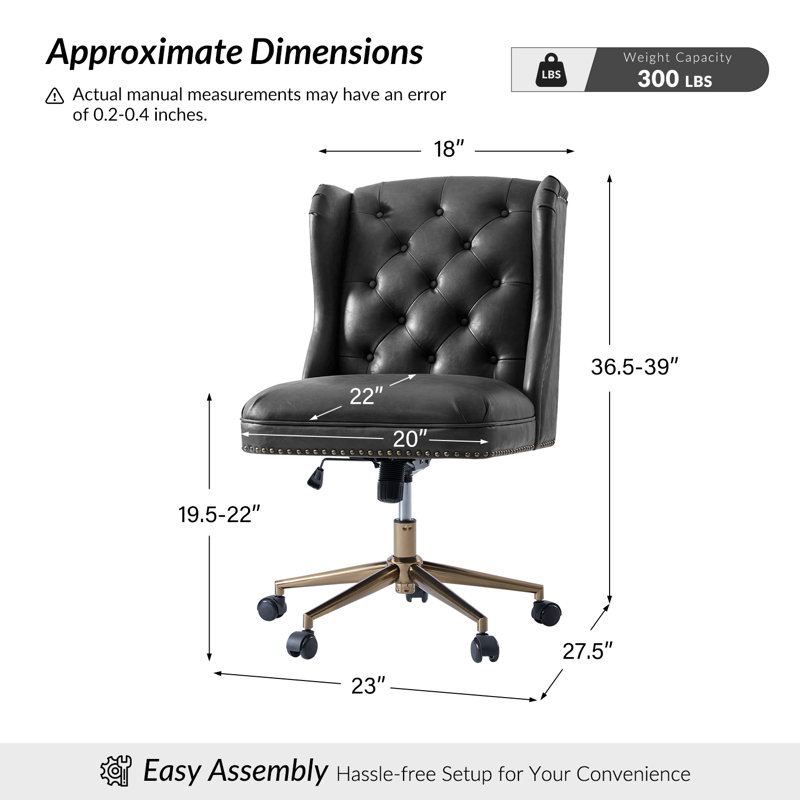 Fauteuil de bureau Hoai Hazel, Noir
