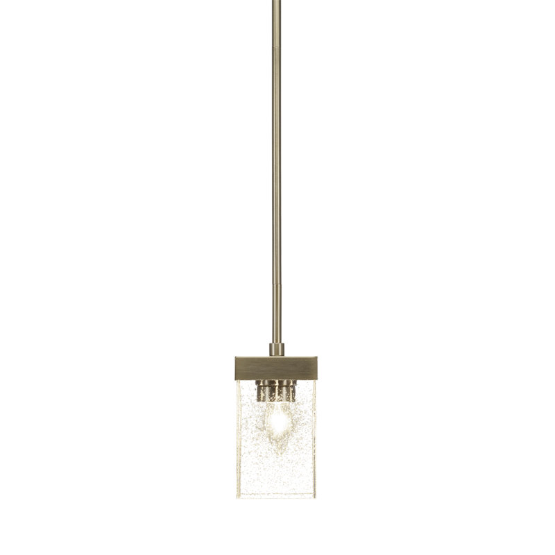 Mini-luminaire suspendu suspendu Karson avec verre carré transparent de 4 po, Laiton New Age