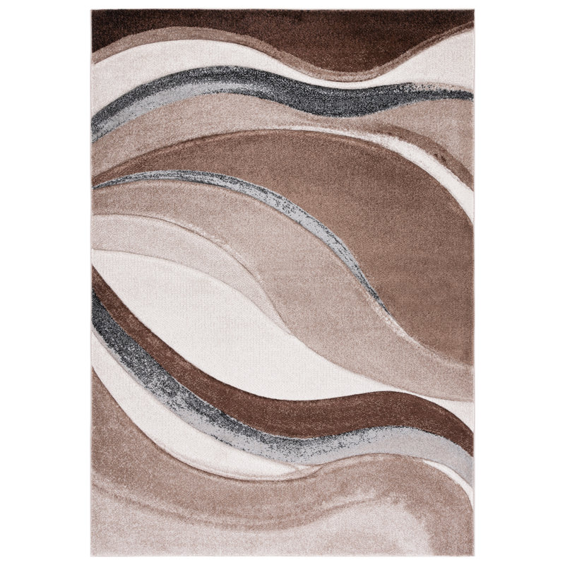 Ivory Abstract 9' x 12' Stain-Resistant Synthetic Rug