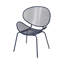 Chaise bleu marine en fer forgé, hauteur 86 cm, largeur 63 cm, profondeur 64,5 cm. Chaise bleu marine en fer forgé élégante, hauteur 86 cm, profondeur 63 cm, poids 10,2 kg.