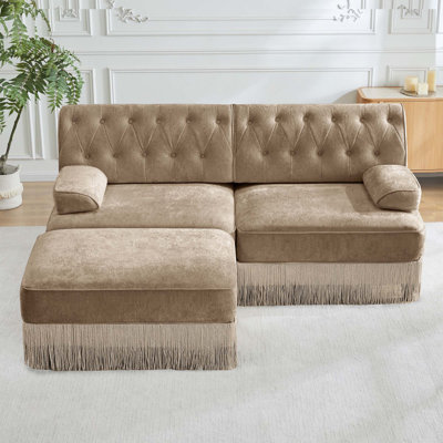 Canapé-lit de style Chesterfield en tissu de velours doux avec combinaison de boutons et combinaison gratuite Free