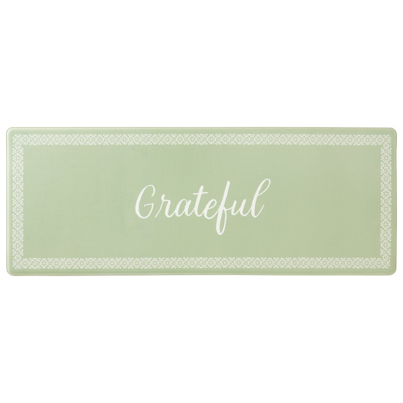 MARTHA STEWART Bloomfield Grateful Border Kitchen Mat , Runner 1'6" x 4', Green