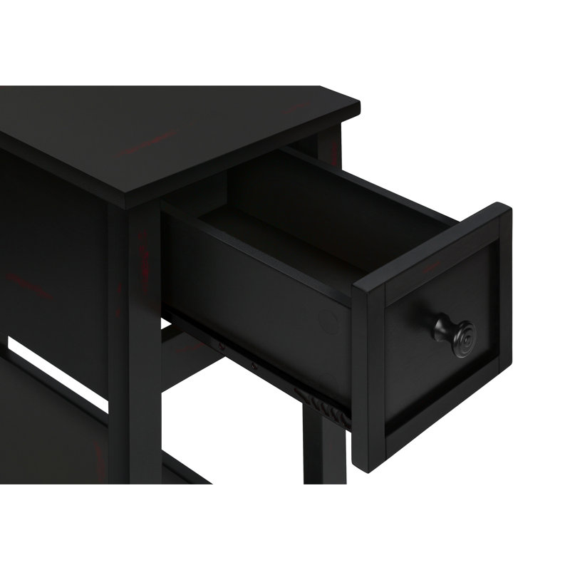 Table d'appoint avec 2 tiroirs et placage noir pour le développement de la chambre à coucher