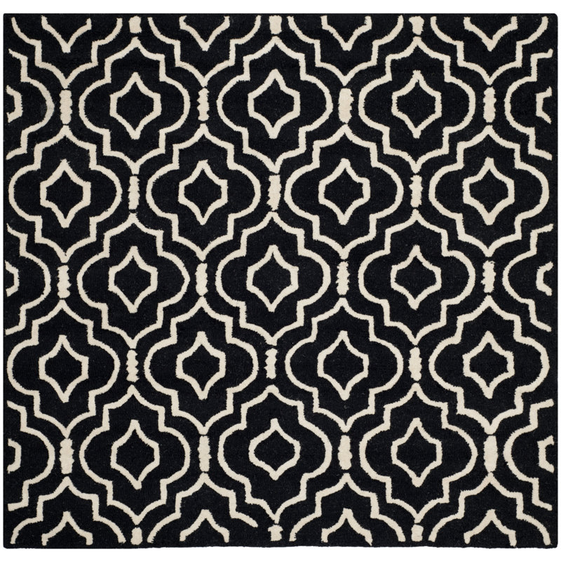 Cannen Hand Tufted Wool Geometric Rug, Square 6'