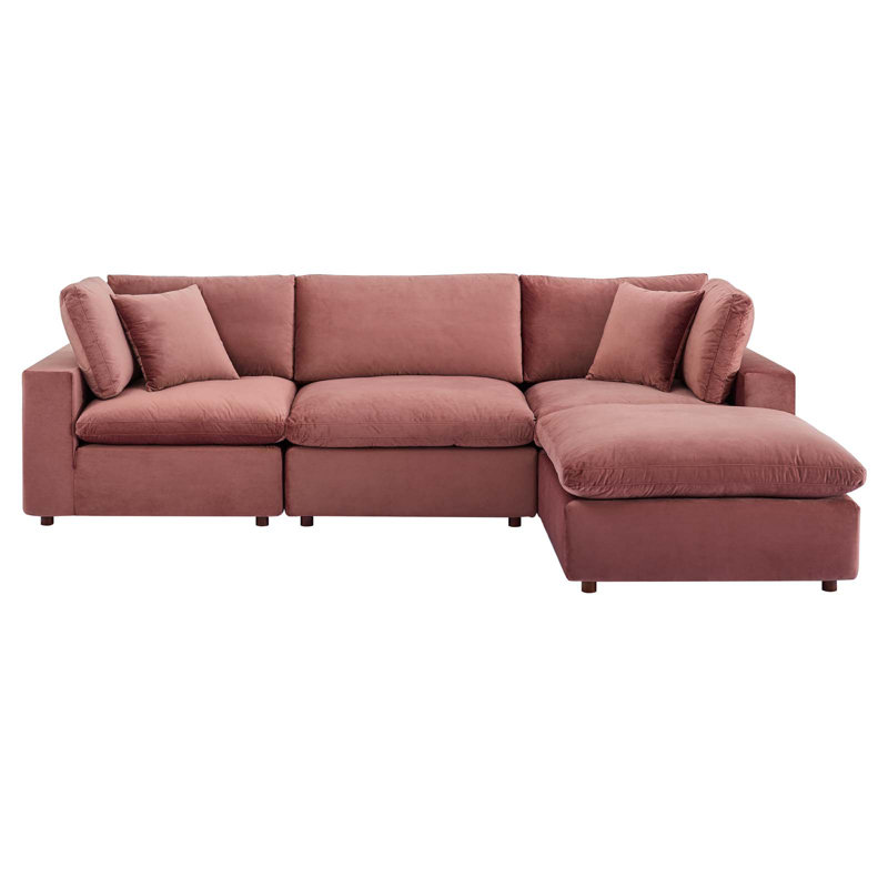 Canapé modulaire réversible en velours Commix, Vieux rose