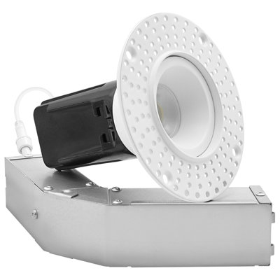 1 po LUXRITE Éclairage encastré à DEL rond, projecteur sans garniture, 5 CCT, 12 W, faisceau de 38 °, 1000 LM, triac à intensité variable, éclairage vers le bas à rendement élevé, homologué IC et Wet, ETL