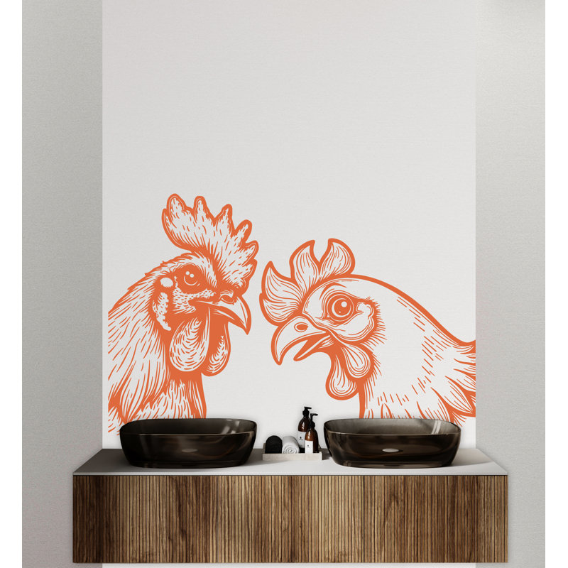 Adhésif décoratif poule coq décorations de vie à la ferme pour enfants, H 75 po x l 44 po, Noir