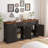 Fluted Sideboard Buffet Cabinet with 4 Doors, 3 Drawers, and Adjustable Shelves-53015344