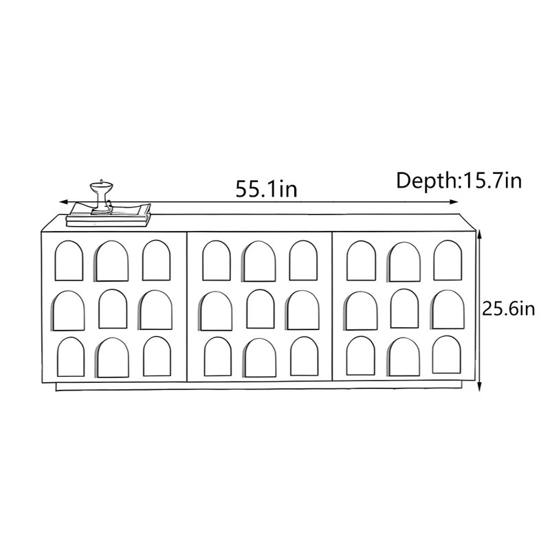 Armoire d'entrée Nordic Minimalist, H 25,6 po x l 55,1 po x P 15,7 po 
