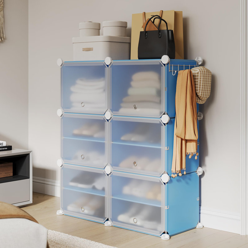 24 Pair Shoe Storage Cabinet, Blue