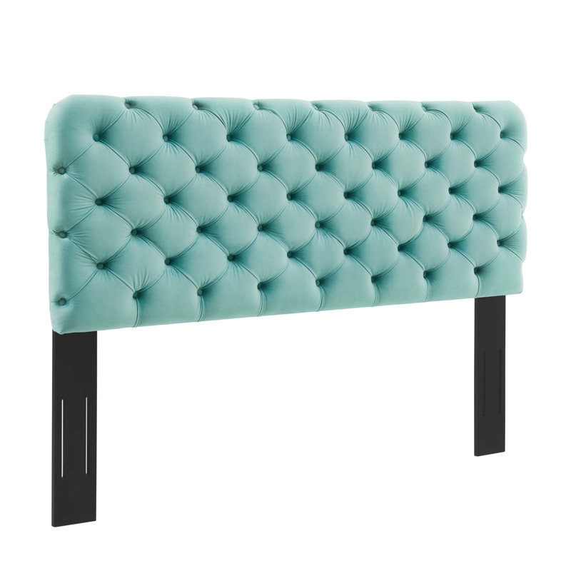 Lizzy Tufted Performance Velvet Headboard, Mint, Twin