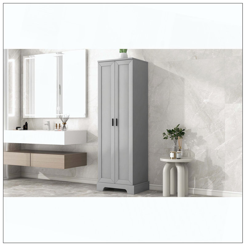 Armoire de rangement à deux portes, Gris, H 70 po x l 16,9 po x P 22,1 po