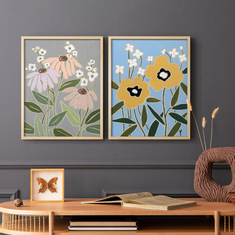 Impression sur bois à motif floral I-Premium - prêt à accrocher - aucun clou requis, Bois naturel, H 21 po x l 34 po