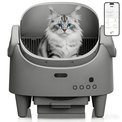 Bac à litière auto-nettoyant, bac à litière automatique à couvercle ouvert avec contrôle d'application pour plusieurs chats, bac à litière électrique à hauteur réglable, sacs à ordures en rouleau
