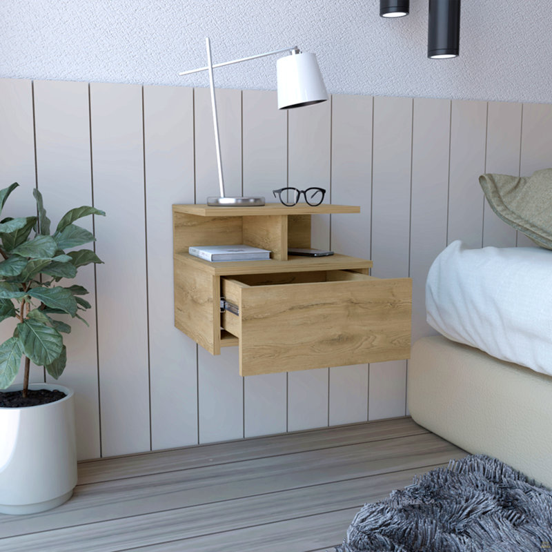 Table de chevet flottante Flopini, un tiroir, Beige