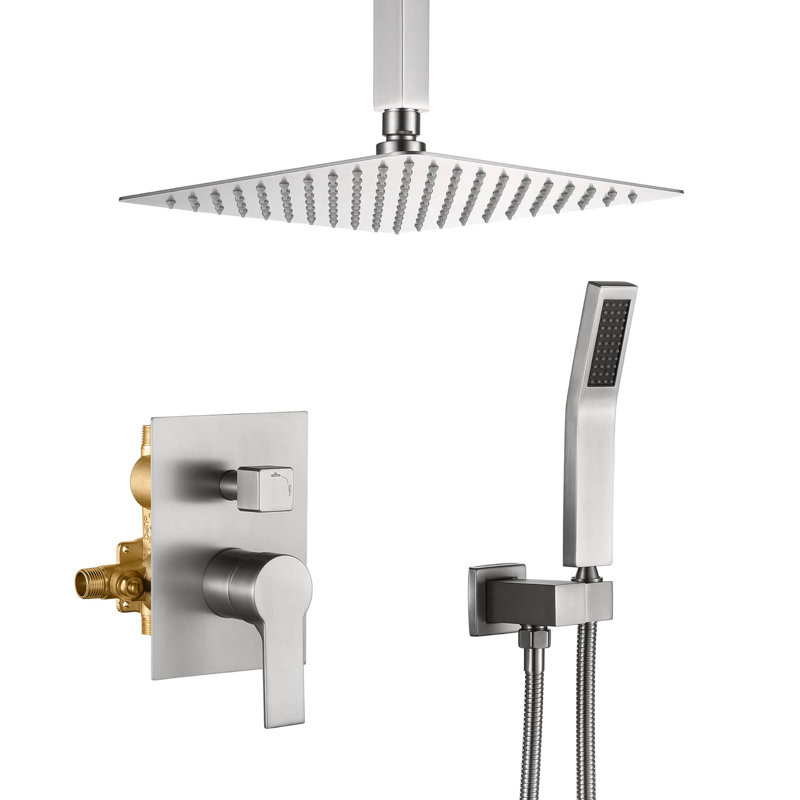 Système de douche complet avec valve brute, Nickel brossé