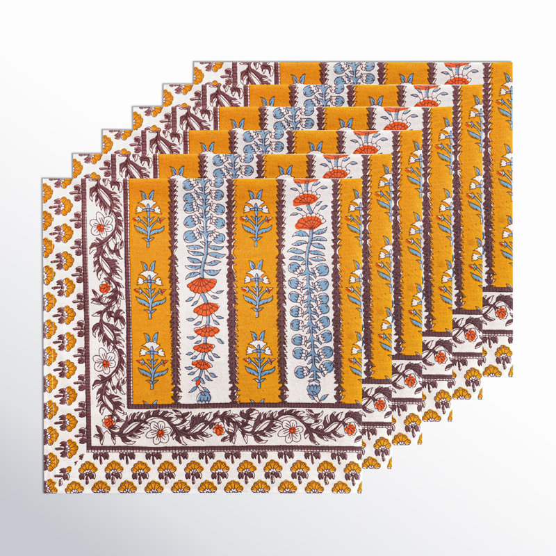 Avignon 100% Cotton Square Napkins, Dijon/Blue