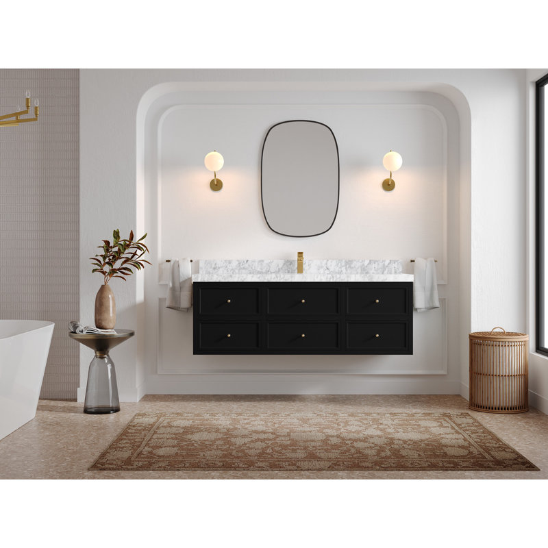 Roswell Floating 60'' Single Bathroom Vanity with Marble Top