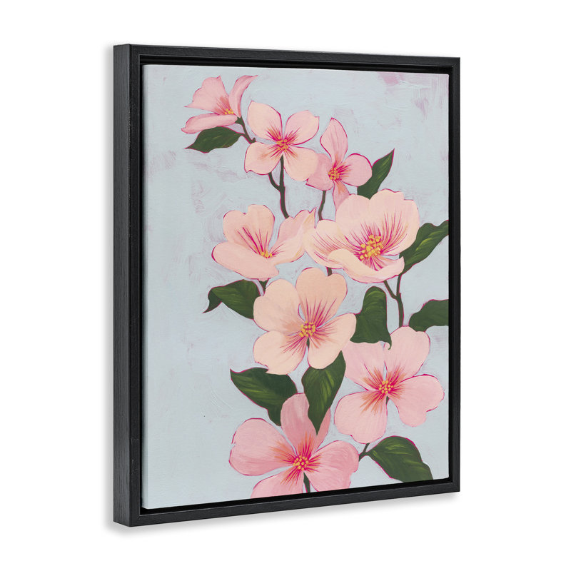 «Cherry Blossoms Vine» par Grace Popp, Cadre flottant noir de jais, H 21 po x l 17 po