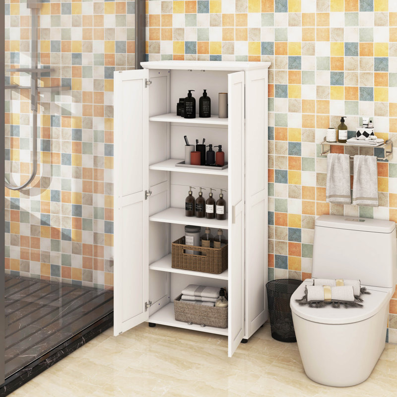 Armoire de rangement avec deux portes pour salle de bain, bureau, tablette réglable